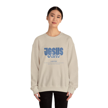 Christian Crewneck Sweatshirt — "Jesus Saves" Luke 19:10