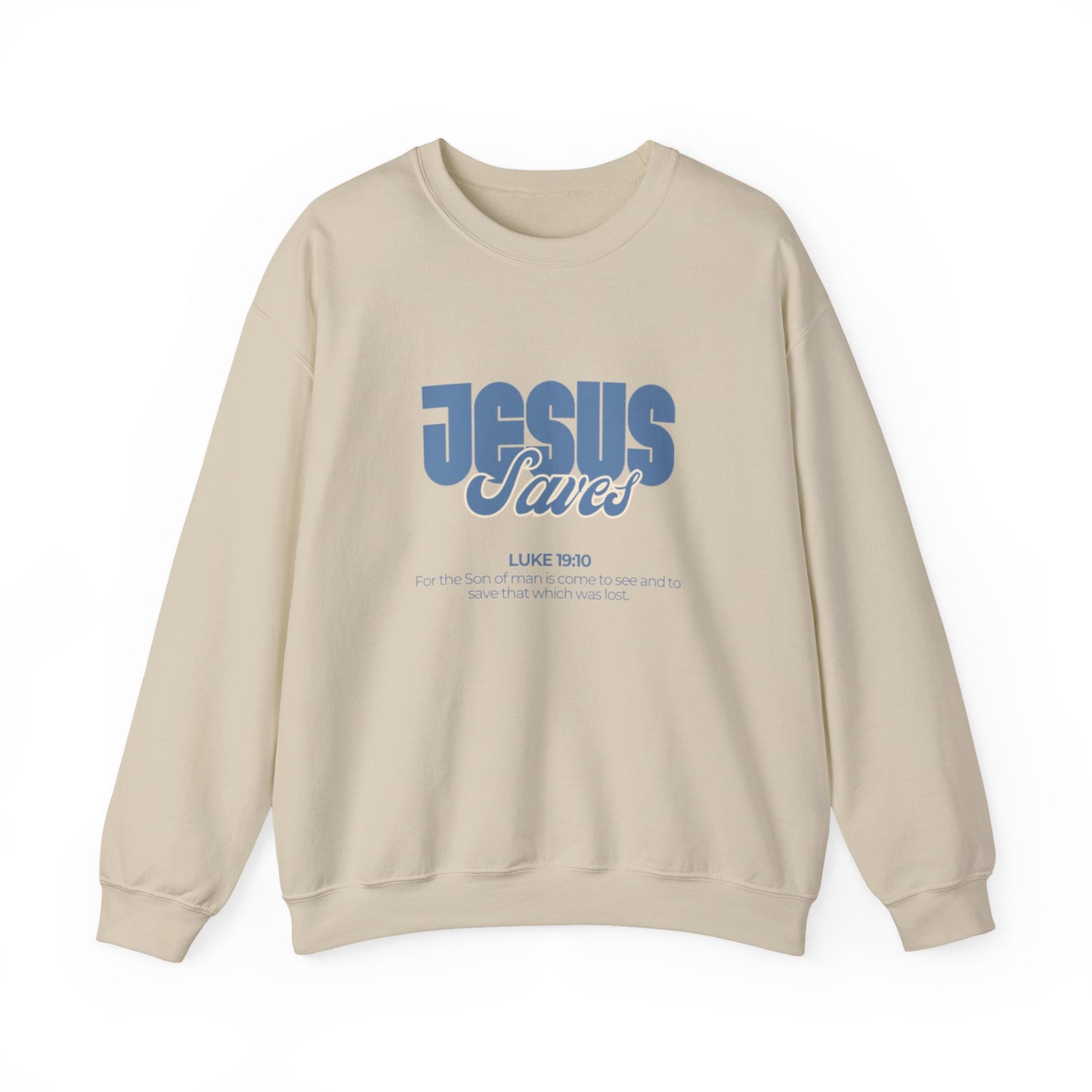 Christian Crewneck Sweatshirt — "Jesus Saves" Luke 19:10