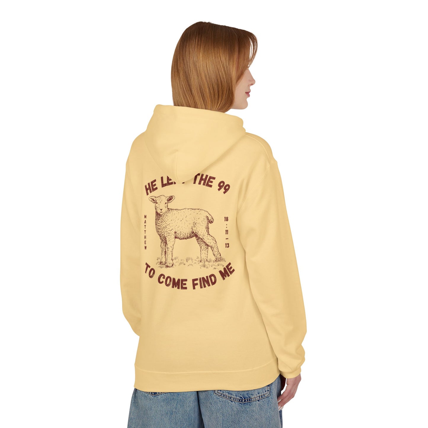 Shepherd & Lamb Hoodie — "He Left the 99 to Come Find Me" Christian Faith Pullover