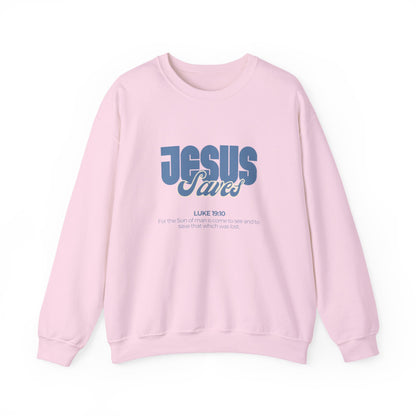 Christian Crewneck Sweatshirt — "Jesus Saves" Luke 19:10