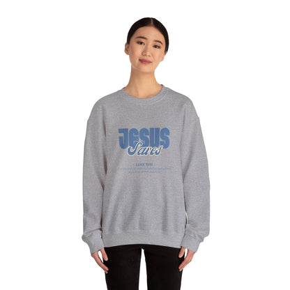 Christian Crewneck Sweatshirt — "Jesus Saves" Luke 19:10