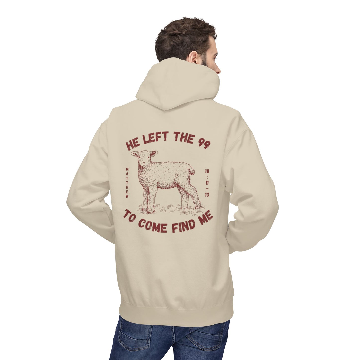 Shepherd & Lamb Hoodie — "He Left the 99 to Come Find Me" Christian Faith Pullover