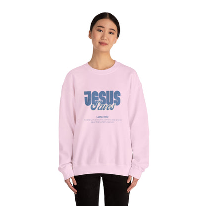 Christian Crewneck Sweatshirt — "Jesus Saves" Luke 19:10