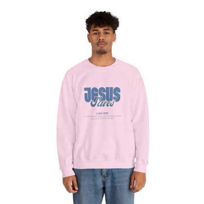 Christian Crewneck Sweatshirt — "Jesus Saves" Luke 19:10