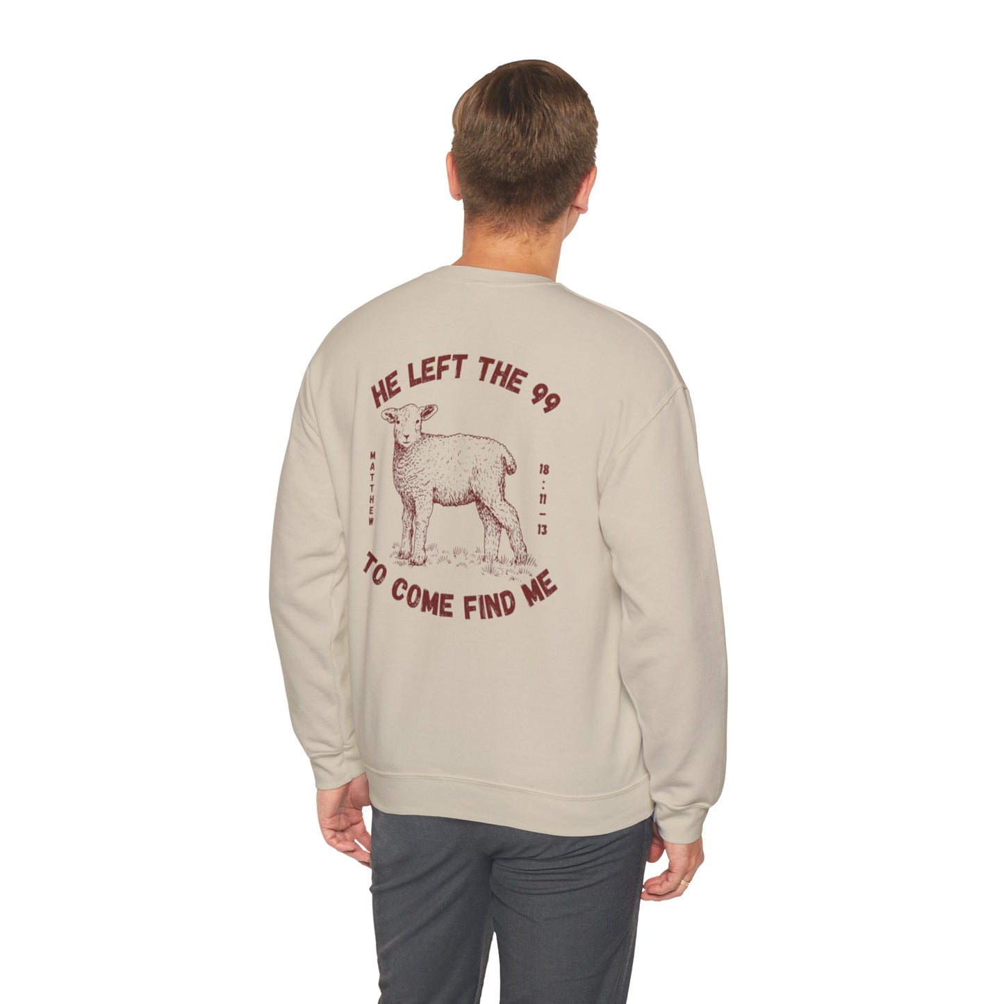 Christian Lamb Crewneck Sweatshirt - 'He Left the 99 to Come Find Me'