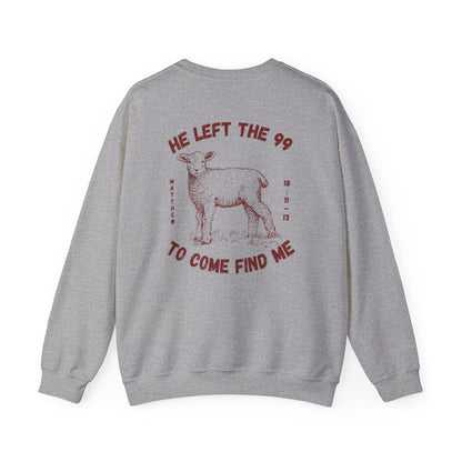 Christian Lamb Crewneck Sweatshirt - 'He Left the 99 to Come Find Me'