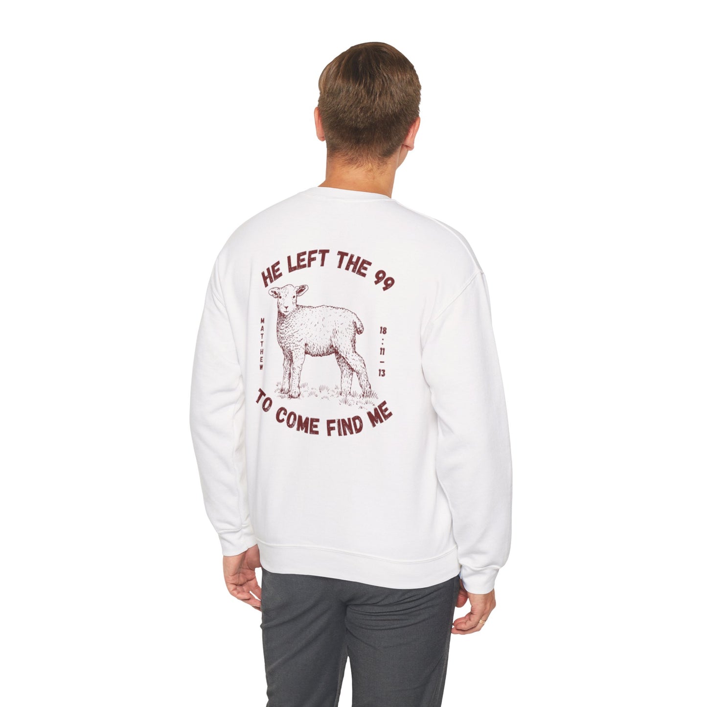 Christian Lamb Crewneck Sweatshirt - 'He Left the 99 to Come Find Me'