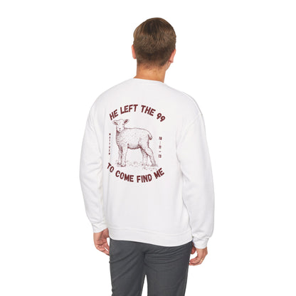 Christian Lamb Crewneck Sweatshirt - 'He Left the 99 to Come Find Me'