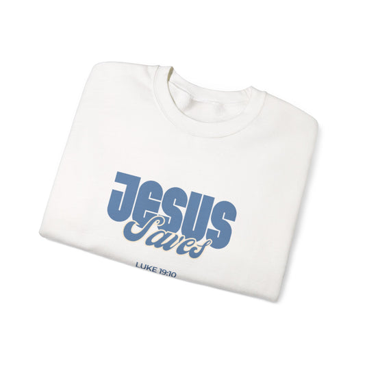 Christian Crewneck Sweatshirt — "Jesus Saves" Luke 19:10