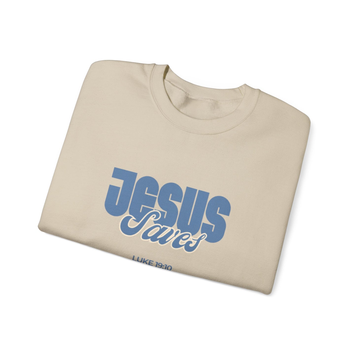 Christian Crewneck Sweatshirt — "Jesus Saves" Luke 19:10