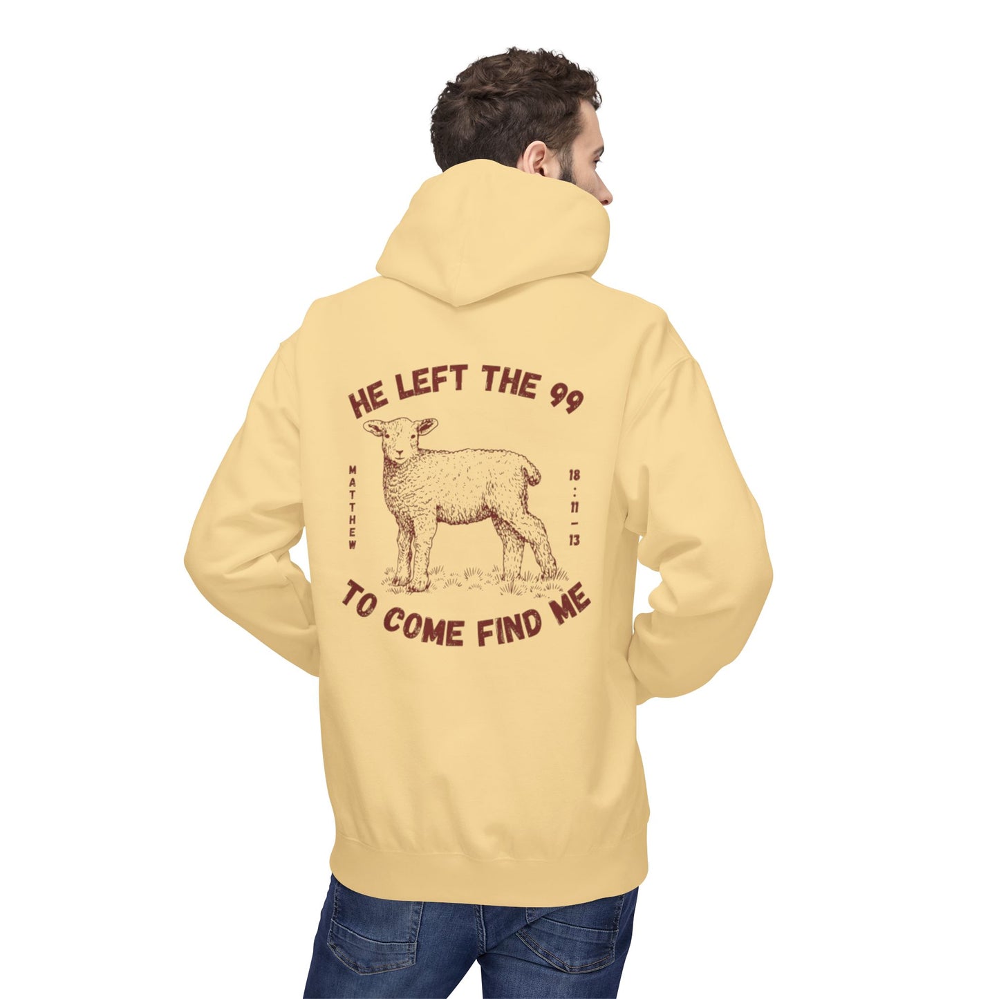 Shepherd & Lamb Hoodie — "He Left the 99 to Come Find Me" Christian Faith Pullover