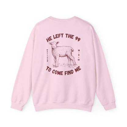 Christian Lamb Crewneck Sweatshirt - 'He Left the 99 to Come Find Me'