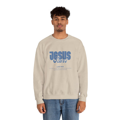 Christian Crewneck Sweatshirt — "Jesus Saves" Luke 19:10