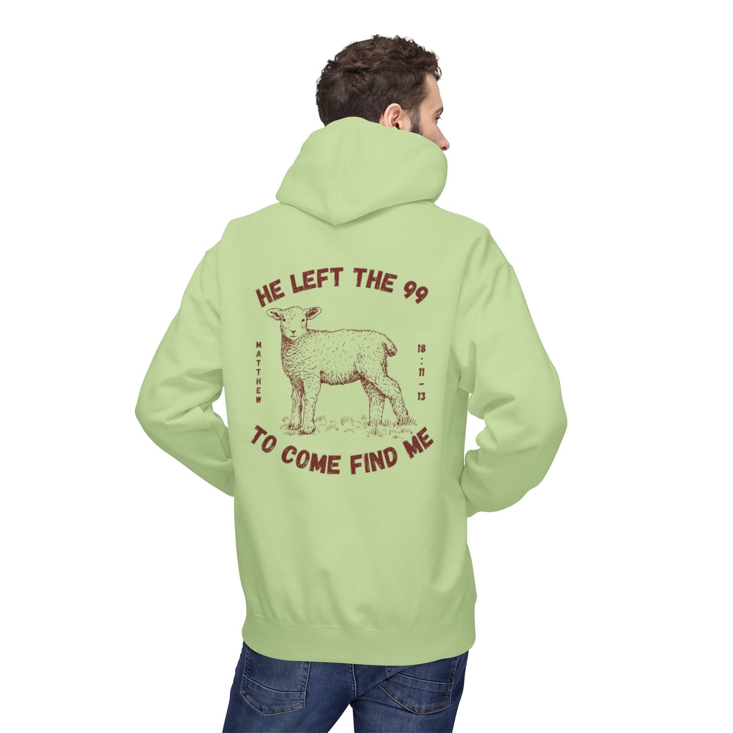 Shepherd & Lamb Hoodie — "He Left the 99 to Come Find Me" Christian Faith Pullover