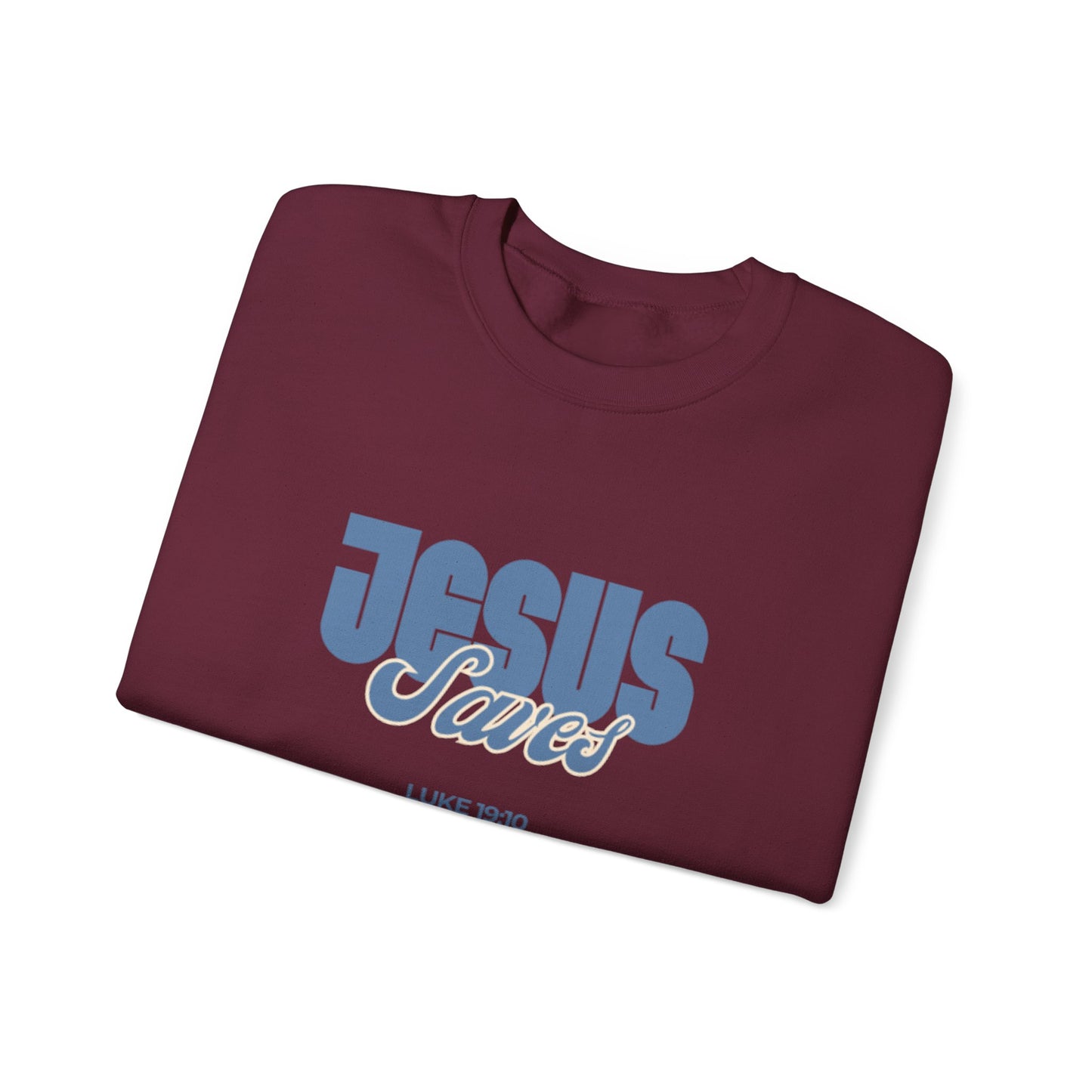 Christian Crewneck Sweatshirt — "Jesus Saves" Luke 19:10
