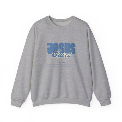 Christian Crewneck Sweatshirt — "Jesus Saves" Luke 19:10