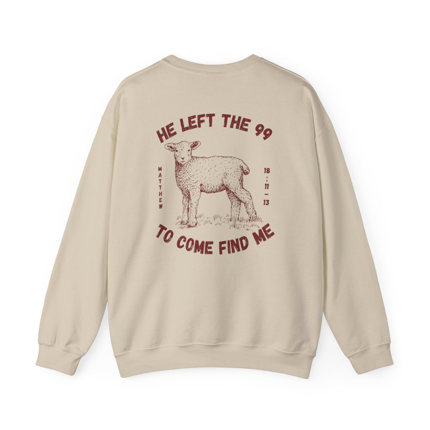 Christian Lamb Crewneck Sweatshirt - 'He Left the 99 to Come Find Me'