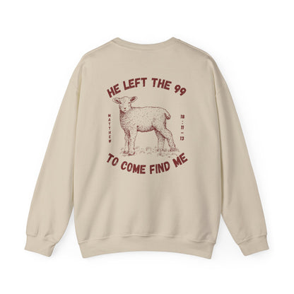 Christian Lamb Crewneck Sweatshirt - 'He Left the 99 to Come Find Me'
