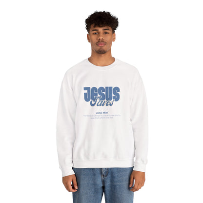 Christian Crewneck Sweatshirt — "Jesus Saves" Luke 19:10