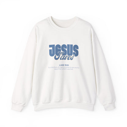 Christian Crewneck Sweatshirt — "Jesus Saves" Luke 19:10